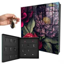 Flowers Of Luxury Key Cabinet For Home, Purple Box Painterly & Plants, Lovers Floral Art