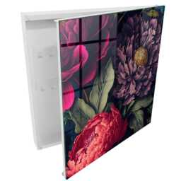 Flowers Of Luxury Key Cabinet For Home, Purple Box Painterly & Plants, Lovers Floral Art - thumbnail 2