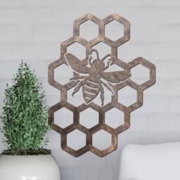 Rustic Steel Bee Honeycomb Wall Art, Indoor Outdoor Decor - thumbnail 3