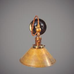 Industrial Wall Light - Steampunk Lamp Sconce Machine Age Brass Cone Shade Lighting Cafe - thumbnail 3