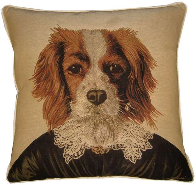 Thierry Poncelet King Charles Spaniel Woven Tapestry Cushion Cover Sham - image 1