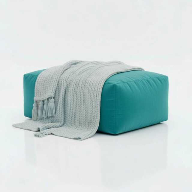 Pouffe Footstools Turquoise Bean Bag Ottoman Style Rectangle Polyester Footstool Pouf - Water Resistant - image 1