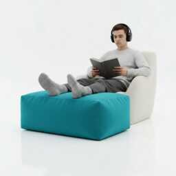 Pouffe Footstools Turquoise Bean Bag Ottoman Style Rectangle Polyester Footstool Pouf - Water Resistant - thumbnail 2