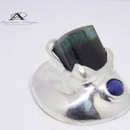 sterling Silver Bi-Color Tourmaline Figure, Office Decor Art - thumbnail 3