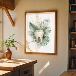Dental Wall Art Print - Botanical Jaw Illustration Modern Dentist Office D??cor Anatomy Medical - thumbnail 3