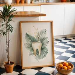 Dental Wall Art Print - Botanical Jaw Illustration Modern Dentist Office D??cor Anatomy Medical - thumbnail 2