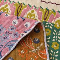 Patchwork Throw Blanket, Floral Wall Tapestry, Oversized Bath Towel, Housewarming Gift - thumbnail 3