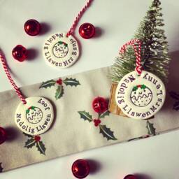 Christmas Tree Decoration - Personalised, Handmade, Clay, First Christmas, Gift, Keepsake, Festive, Pudding - thumbnail 1