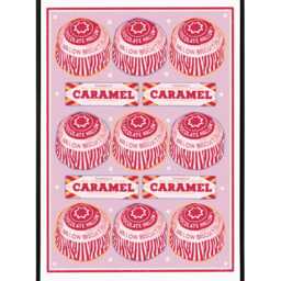 Tunnocks Tea Cake & Caramel Pink & Red Pattern Kitchen Poster/Art Print Unframed A5 A4 A3 Fun Quirky Bold Retro Food Drink Chocolate - thumbnail 3