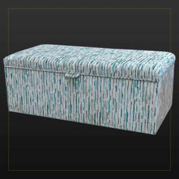 Luxe Teal Striped Storage Bench - Funky Ottoman Handmade in Britain - thumbnail 1