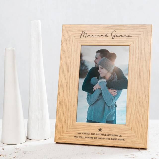Personalised Engraved Couples Photo Frame - Long Distance Relationship Gift Valentines Day Gifts For Boyfriend Girlfriend - image 1