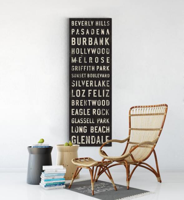 Los Angeles Bus Scroll, Subway Sign, Vintage Tram Roll, Canvas - image 1