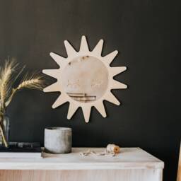 Kids Room Wall Mirror, Montessori Shatterproof Sun Mirror, Wooden Mirror For Handcrafted - thumbnail 3