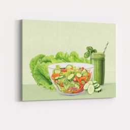 Fresh Green Garden Salad Healthy Smoothie Illustration Canvas Wall Art Print Decor Picture Ready To Hang - thumbnail 4