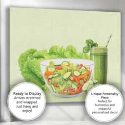 Fresh Green Garden Salad Healthy Smoothie Illustration Canvas Wall Art Print Decor Picture Ready To Hang - thumbnail 3