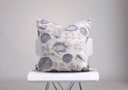 Coastal Pillow Cover, Nautical Marine Cushion Decorated Double Sided Envelope - Seaside Print - thumbnail 1
