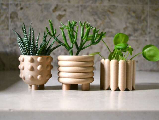 "Mid Century Wooden Planters ""Mod Trio" - image 1