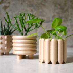 "Mid Century Wooden Planters ""Mod Trio" - thumbnail 3