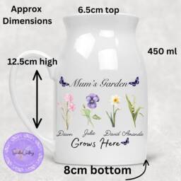 Personalised Birth Flower Ceramic Vase Mum's Garden Floral Jug - thumbnail 2
