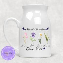 Personalised Birth Flower Ceramic Vase Mum's Garden Floral Jug - thumbnail 1