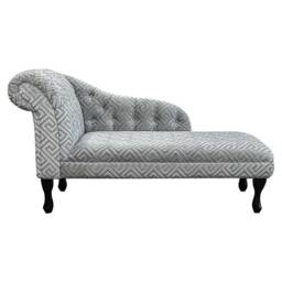 Handmade Luxe Velvet Chaise Longue - Extravaganza Silver Meander Fabric - thumbnail 2