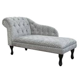 Handmade Luxe Velvet Chaise Longue - Extravaganza Silver Meander Fabric - thumbnail 1