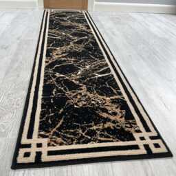Modern Black Beige Border Rugs Mats Large Small Hallway Runners Area Carpet - thumbnail 3