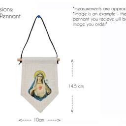 Sacred Heart Of Jesus Mini Banner - Catholic Wall Decor First Communion Or Confirmation Gift Linen Prayer Pennant Uk-Made - thumbnail 2