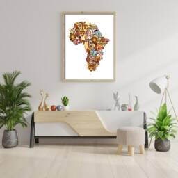 Africa Map Art Print Travel Home Decor - thumbnail 2