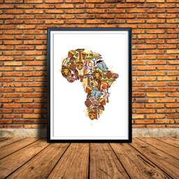 Africa Map Art Print Travel Home Decor - thumbnail 3