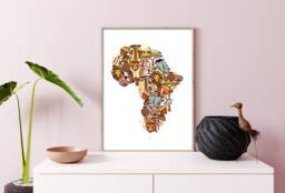 Africa Map Art Print Travel Home Decor - thumbnail 1
