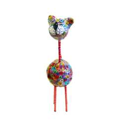 Whimsical Polymer Clay Cat Sculpture Colorful 3D Home Decor