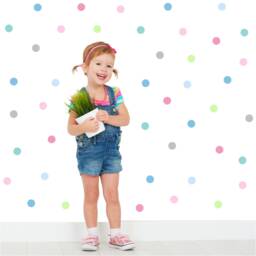 Polka Dot Wall Decals, Mini Dots Sorbet Pastel Confetti Dots, Dots - thumbnail 1