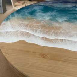 Oceanic Round Resin Side Table - Nautical Coastal Themed Occasional 3D Effect - thumbnail 3