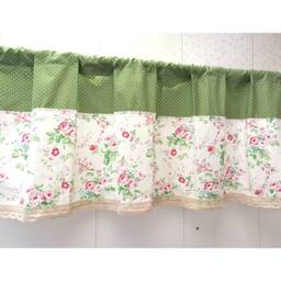 Cafe Curtain Valance/Window Treatment/Kitchen/Children Playroom/Bathroom Shower Curtain/Kids Nursery Drape Panel-Flower Polka Dots, Free Gift - thumbnail 2