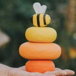 Handmade Wooden Bee Toy - Eco-Friendly Waldorf Montessori Figurine, Pretend Play Animal Toy, Chunky Honeybee Decor, Beehive - thumbnail 4