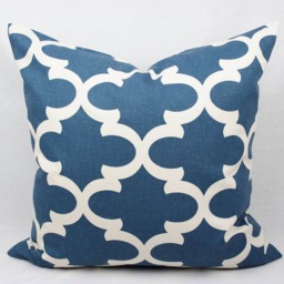 Blue & Ivory Geometric Pillow Cover, 18 X In., 20 Modern, Home Decor Cotton Duck, Toss Pillow, Throw Accent - thumbnail 2