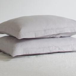 Two Green Oxford Pillowcases , 100% Pure Off White Linen Euro Shams Pillow Cover Softened Flax in Handmade - thumbnail 4