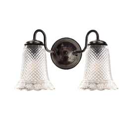 Dark Bronze Sconce With Retro Glass Shade, Patina Finish On Solid Brass Wall Lamp Wit Twin Shades - thumbnail 3