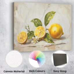 Rustic Lemon Blossom Botanical Still Life Canvas Wall Art Print Decor Picture Ready To Hang - thumbnail 2