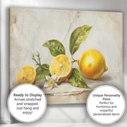 Rustic Lemon Blossom Botanical Still Life Canvas Wall Art Print Decor Picture Ready To Hang - thumbnail 3