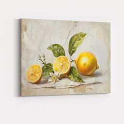 Rustic Lemon Blossom Botanical Still Life Canvas Wall Art Print Decor Picture Ready To Hang - thumbnail 4