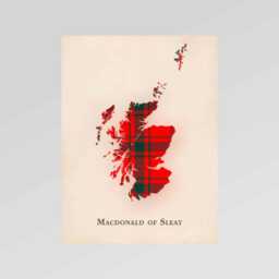 Clan Macdonald Of Sleat Scottish Tartan Map - Scotland Family Wall Decor, Ready To Hang - thumbnail 2