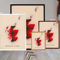 Clan Macdonald Of Sleat Scottish Tartan Map - Scotland Family Wall Decor, Ready To Hang - thumbnail 3