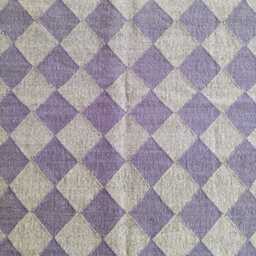 Purple Wool Jute Rug - Checkered Flatweave For Living Room/Bedroom Study - thumbnail 3
