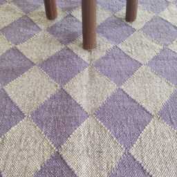 Purple Wool Jute Rug - Checkered Flatweave For Living Room/Bedroom Study - thumbnail 4