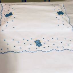 Embroidered Organic Cotton Baby Crib Sheet Bear Design - thumbnail 2
