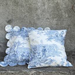 Cushion Cover in Toile De Jouy, Straight Edges - thumbnail 1