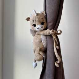 Dragon Curtain Tieback - Crochet Holder, Handmade Animal Nursery Decor, Fantasy Gift