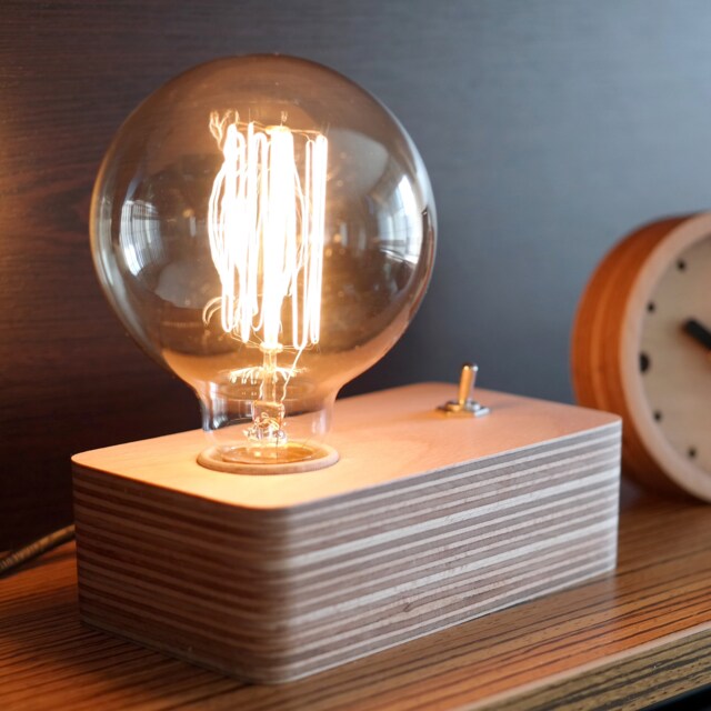Wood Desk Lamp With Edison Bulb - Handcrafted Wooden - image 1